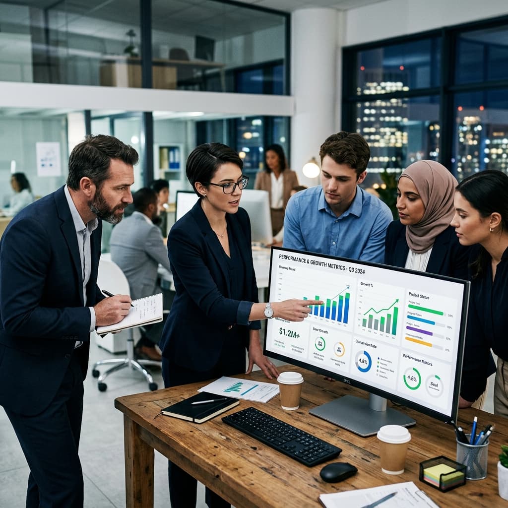 Acompanhamento de progresso e métricas corporativas