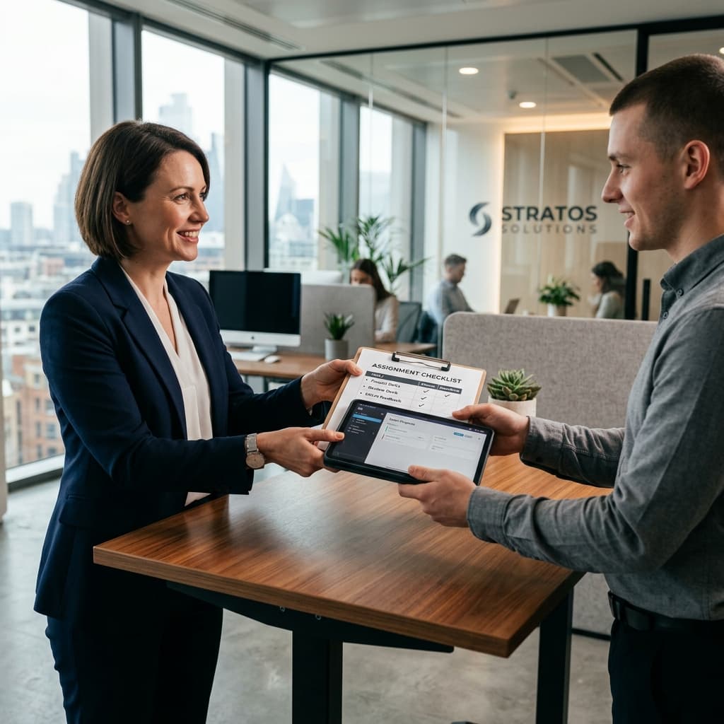 Delegação de tarefas com checklist e equipe